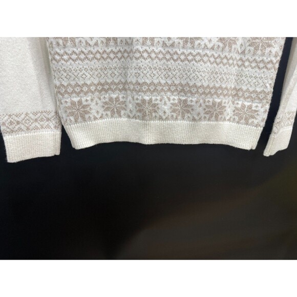Talbots Sweater Ivory Gold Sparkle Fair Isle Small Snow Flake - Picture 7 of 8